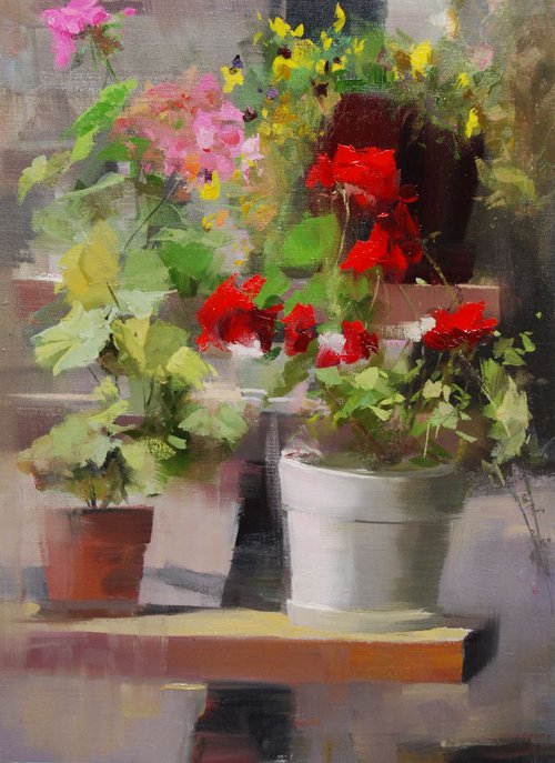 Still life painting, " White Red " by Yuri Pysar