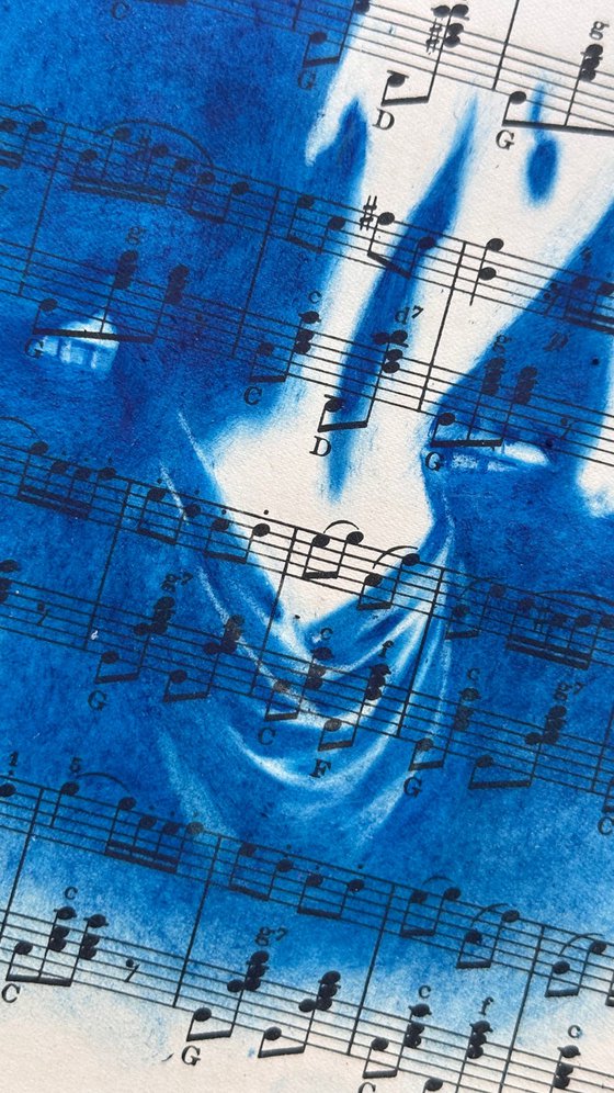 Muse №6 - Blue Moonlight Woman Playing Piano