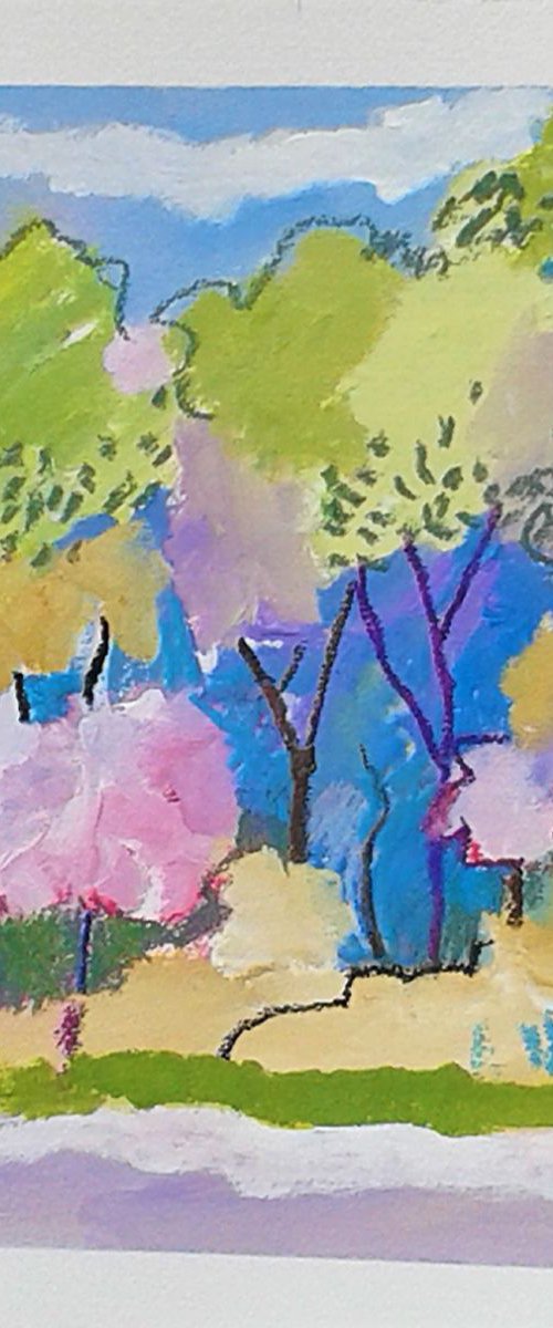 Summer Landscape with Cherry Blossom Trees by Jan Rippingham