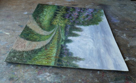 The Lilac Road - spring landscape painting