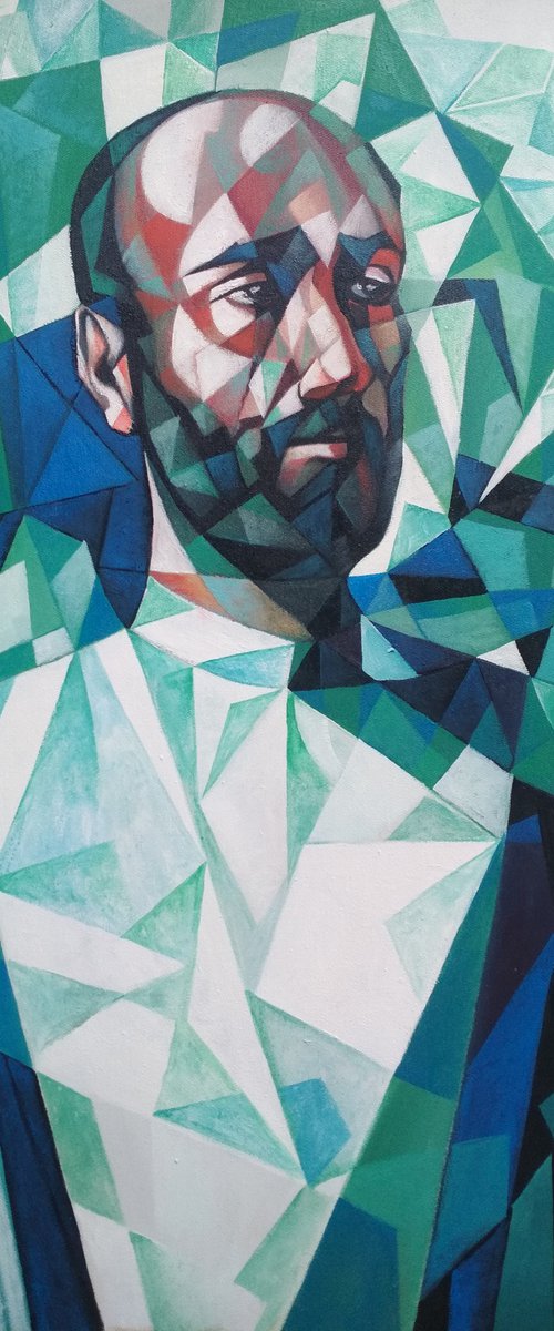 Komitas - Armenian musician (60x80cm, cubism, oil painting, ready to hang) by Artrun Asatrian