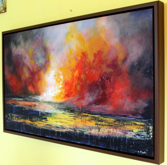 The Wrath  of Angels - large framed abstract painting