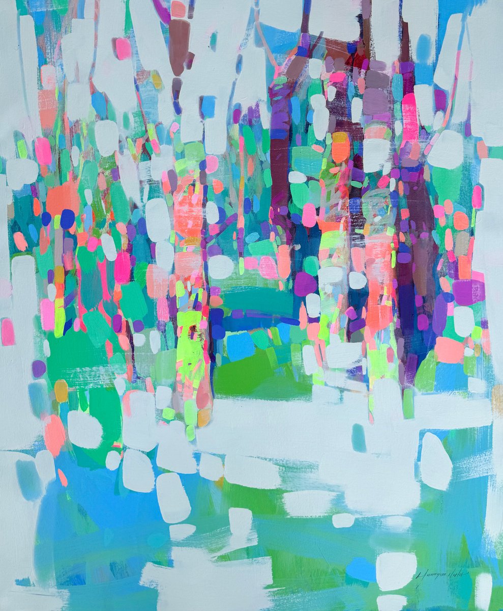 Impressionistic Landscape Oil Painting By Vahe Yeremyan, 37 X 44", Aspen, Original Artwork