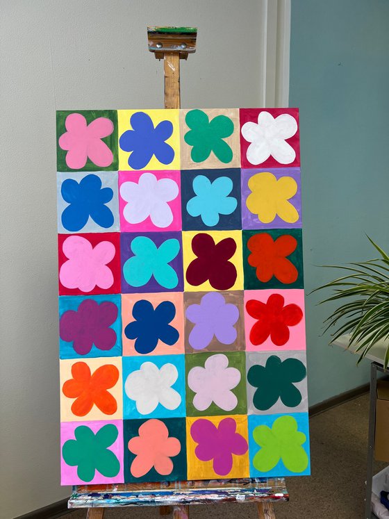 Warhol‑Style Colorful Flowers