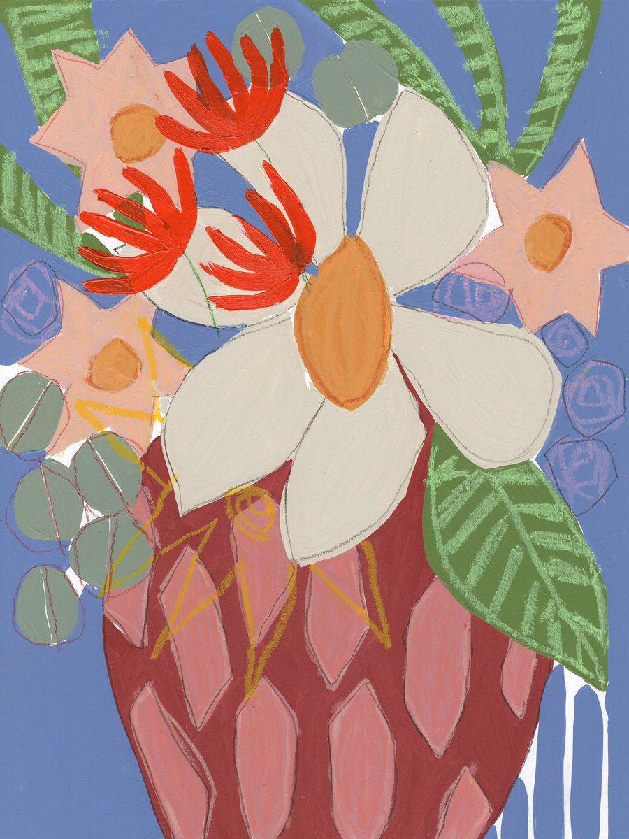 Abstract Botanical Painting By Marisa Anon, 12 X 16", It Was On An Autumn Night 6, Original Artwork