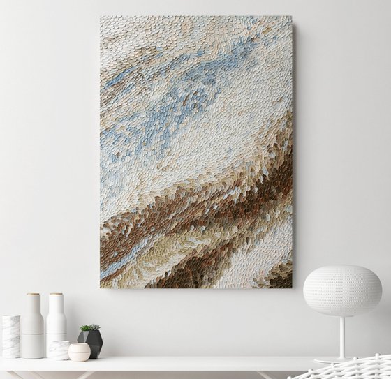 "Fluency" Blue brown abstract oil art