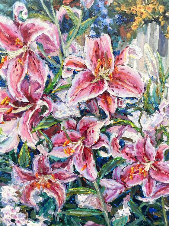 " Bush of Red lilies  "