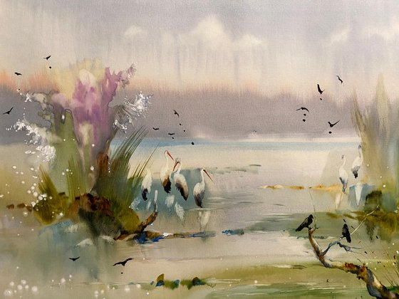 Sold Watercolor “Blossoming Delta” gift for him