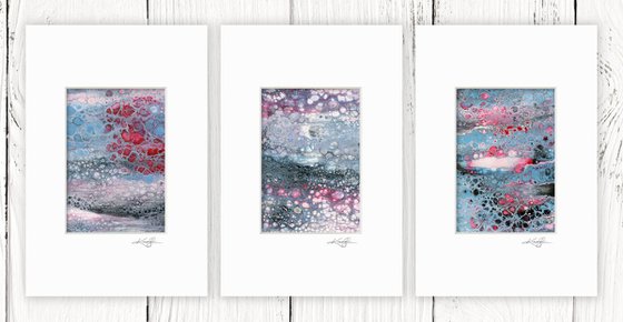 Abstract Dreams Collection 2 - 3 Small Matted paintings by Kathy Morton Stanion