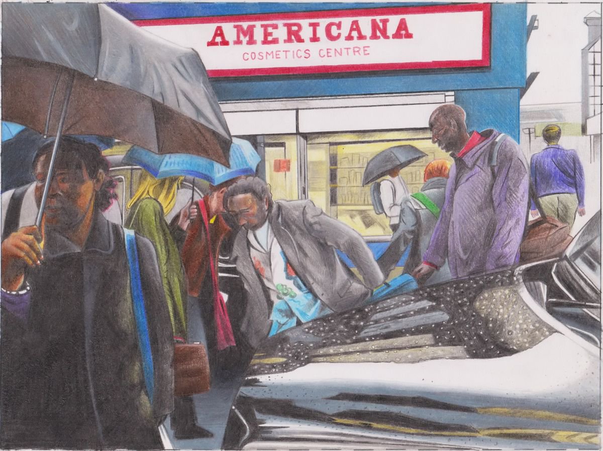 Impressionistic Portrait Pencil Drawing By Zoltan Till, 12 X 8", Crossroads, Original Artwork