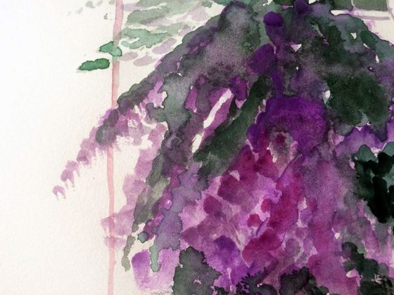 Under the purple flowers