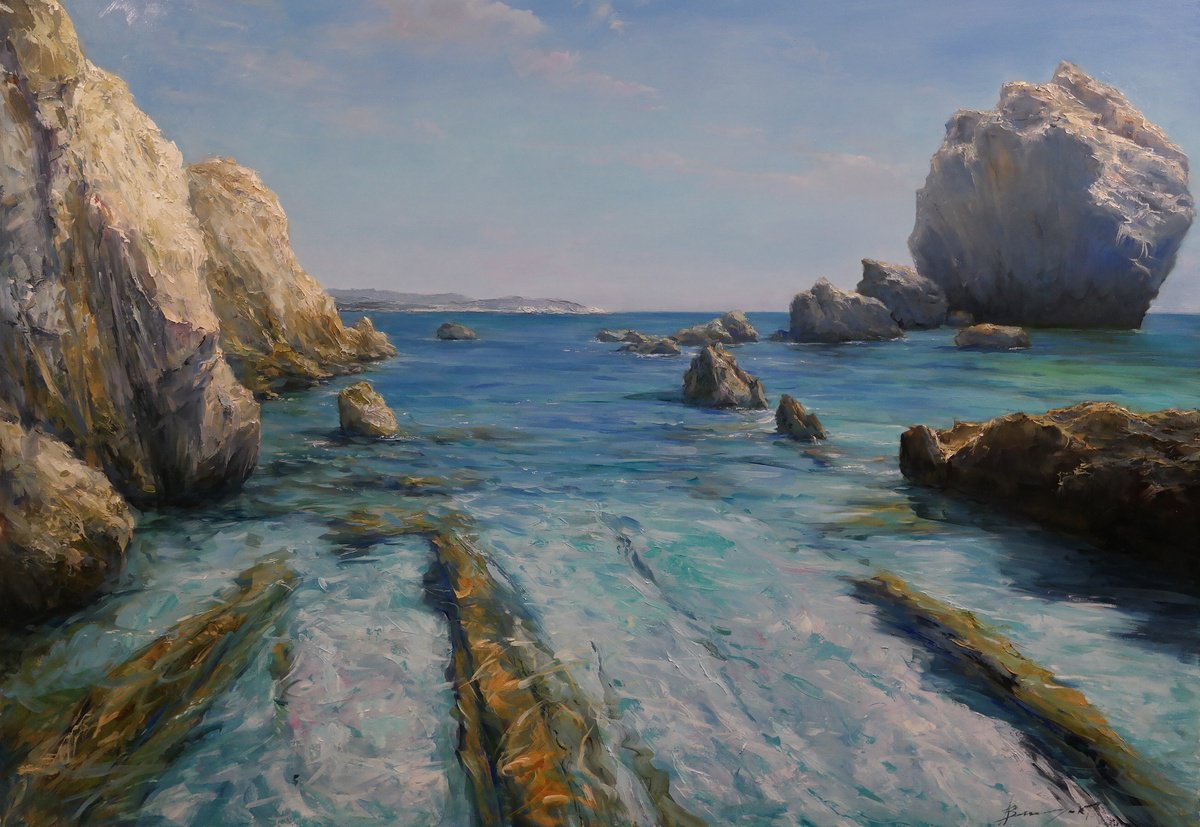 Impressionistic Landscape Oil Painting By Gennady Vylusk, 39 X 28, Silence And Space, Original Artwork