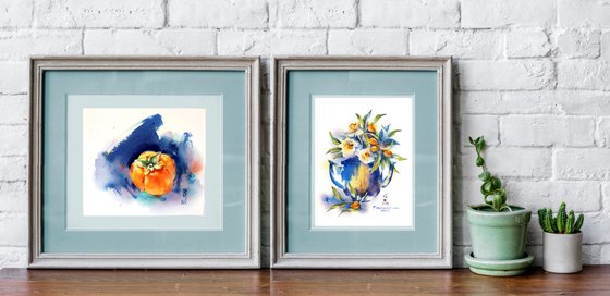 Diptych "Orange and Blue"