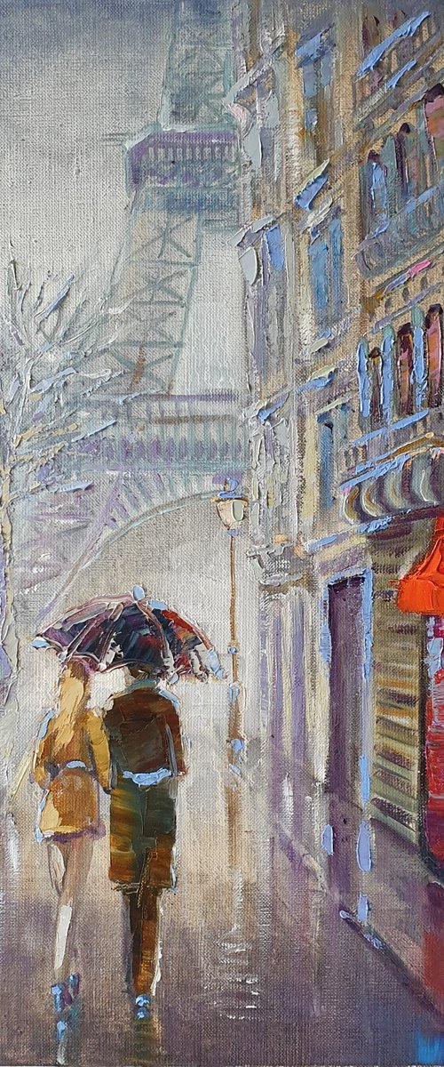 Under an umbrella in Paris by Mary Voloshyna