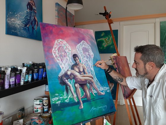 'Send me an Angel' large acrylic painting