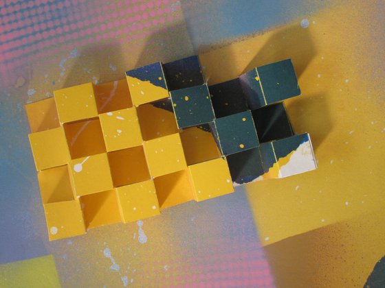 yellow squares paper weaving