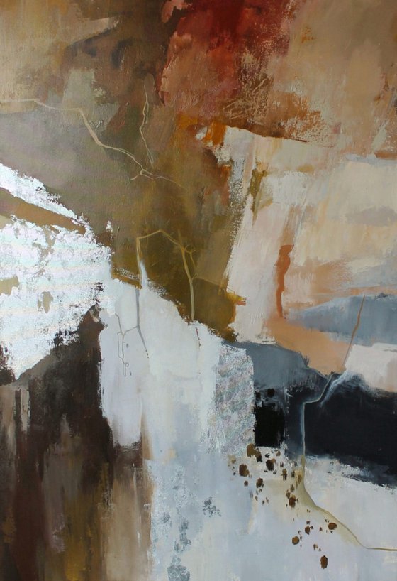"Impression 2" Brown silver abstract acrylic