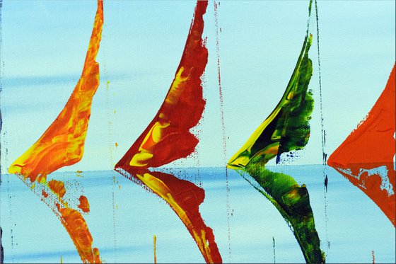 Regatta  - XXL  Abstract- Colourfull Sailboat Painting- Large Acrylic Art Canvas Wall Art Ready to hang