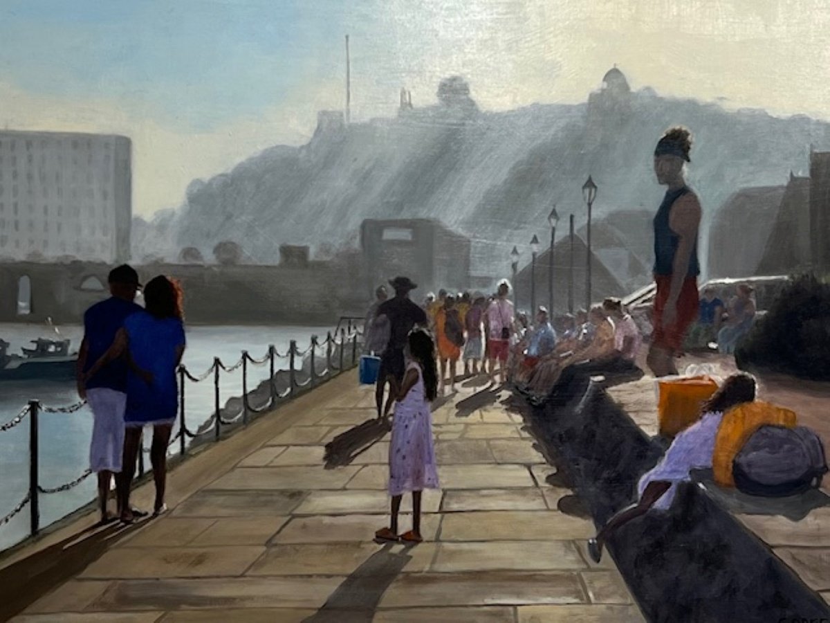 Illustrative Oil Painting , Folkestone Harbour Kent By Gary Obee, 28 X 22, Artwork For Sale On Artfinder
