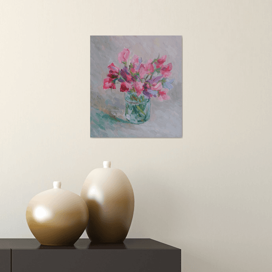 Sweet pea. Original oil painting.