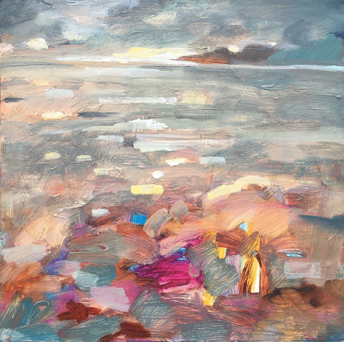 Impressionistic Landscape Oil Painting By Guy Pickford, 12 X 12, Beyond The Known World, Original Artwork