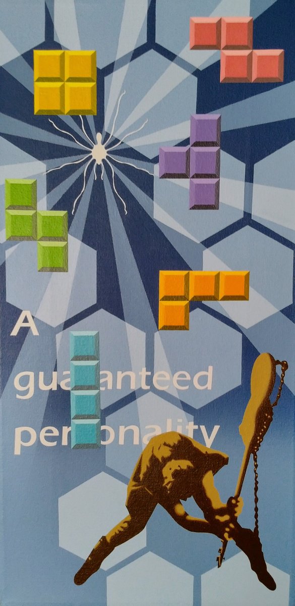 Urban And Pop Portrait Acrylic Painting By Hirotaka Suzuki, 12 X 24, A Guaranteed Personality, Original Artwork