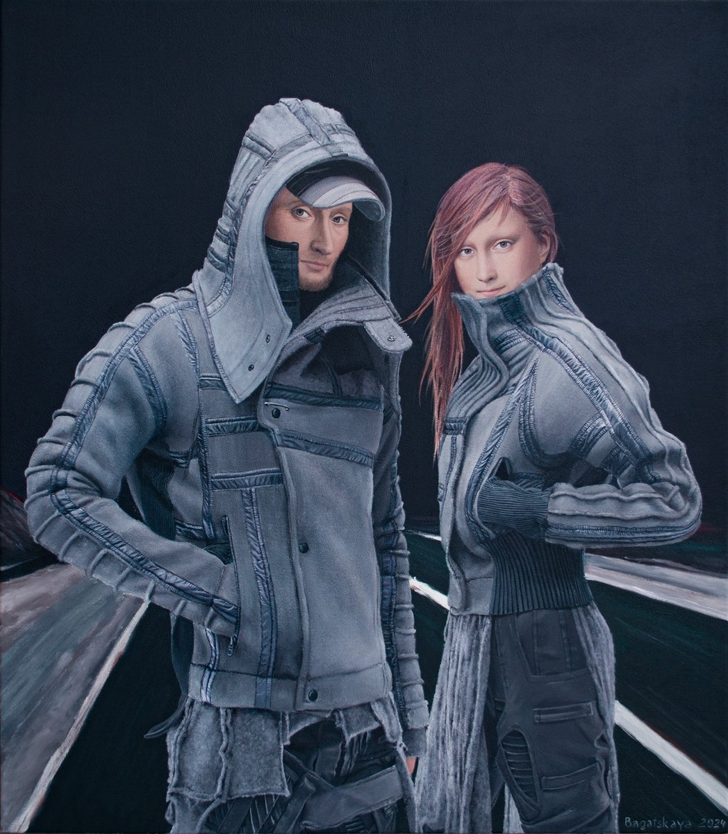 Photorealistic Portrait Acrylic Painting By Nataliya Bagatskaya, 28 X 31", Contemporary Portrait "The Path", Original Artwork