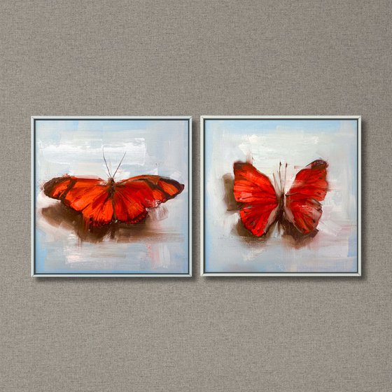 Download Diptych Red Butterflies 30x15 Cm Butterfly Painting Imago Animal Art Insect Diptych Wall Art Diptych Oil Wall Decor Small Red Painting Realistic Figure Painting Oil Painting By Alina Marsovna Artfinder