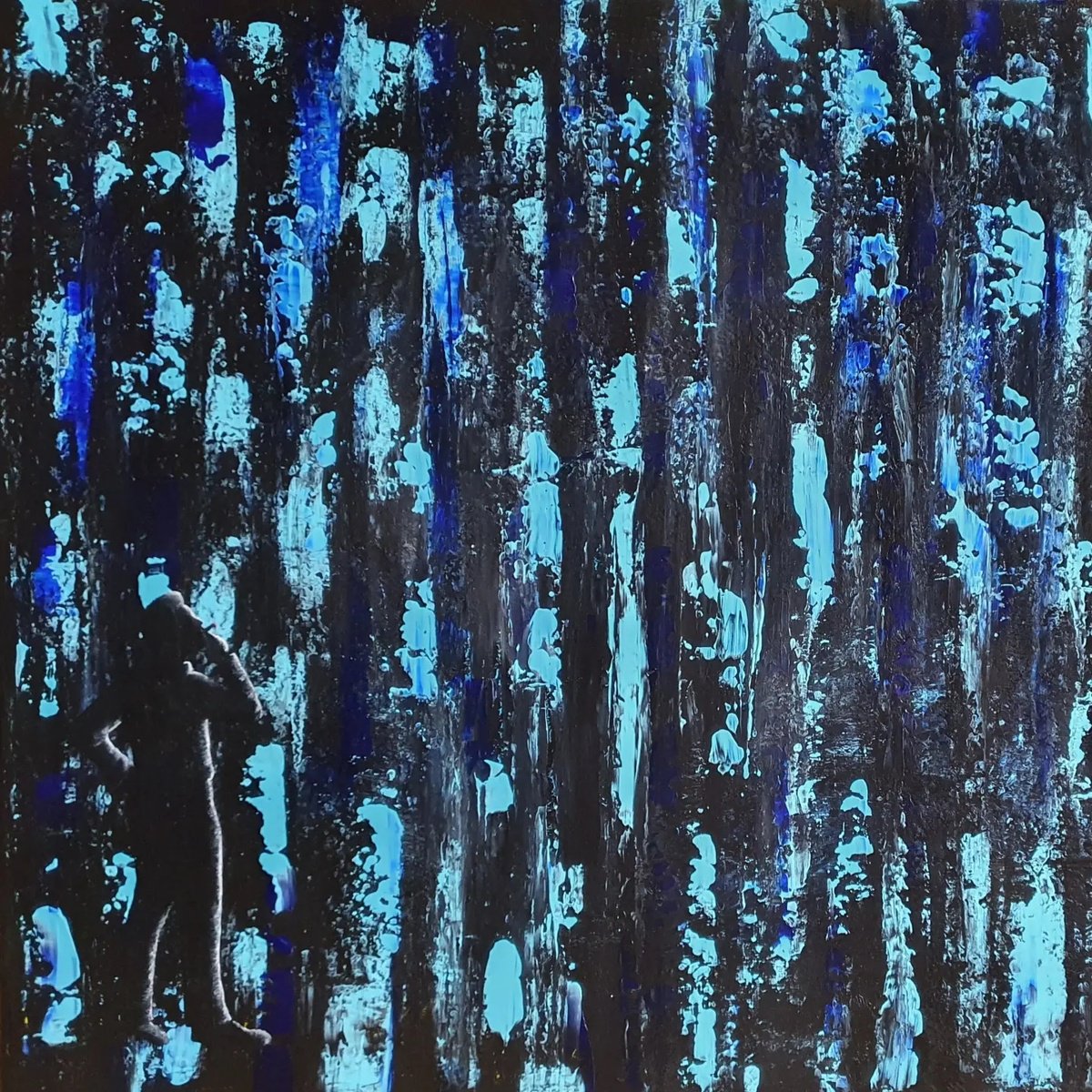 Organic Abstract Acrylic Painting By Silvija Horvat, 35 X 24", Midnight Reflection, Original Artwork