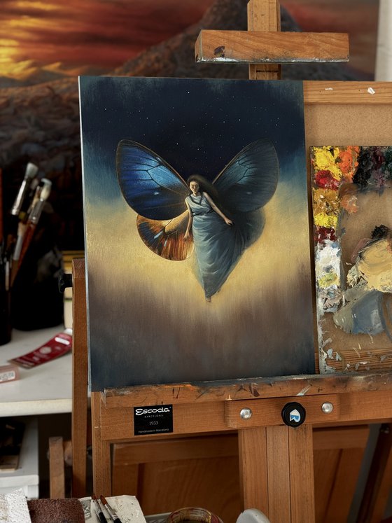 Wings behind the shoulders