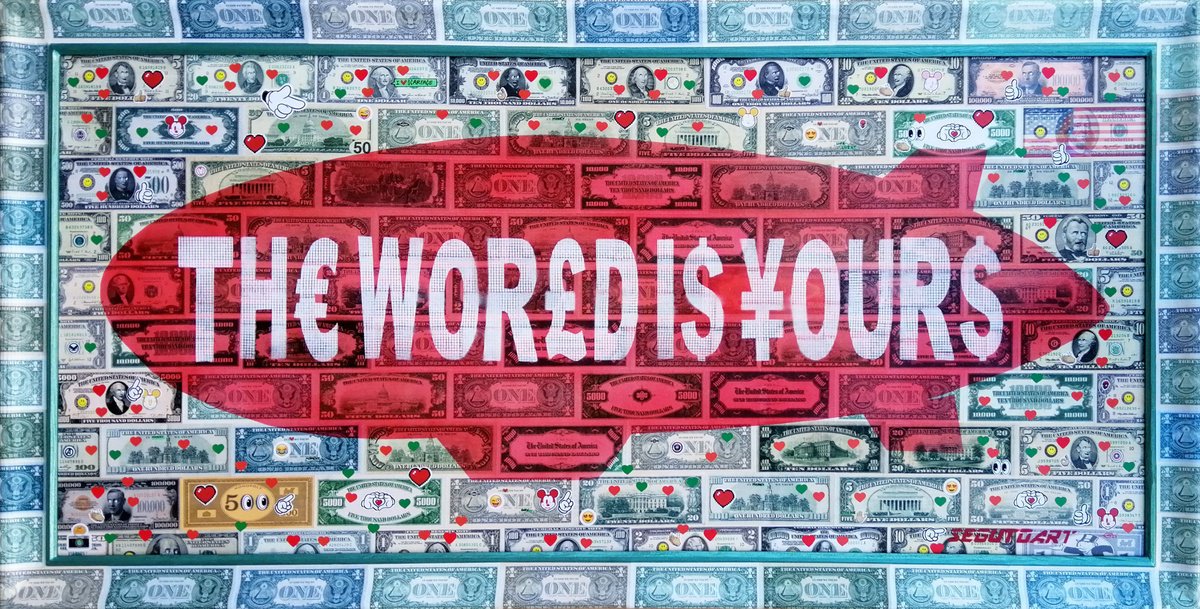 Urban And Pop Still Life Painting By Segutoart, 56 X 28", The World Is Yours, Original Artwork