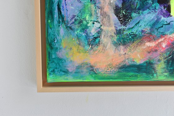 The Path / Green abstract painting / small