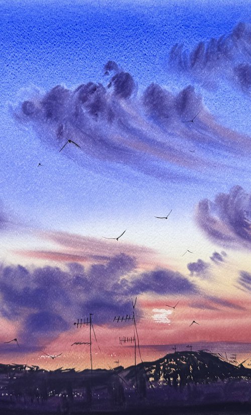 Evening sky of Catania Sicily by Yuliia Sharapova