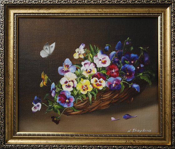 Pansy Flowers with Butterfly