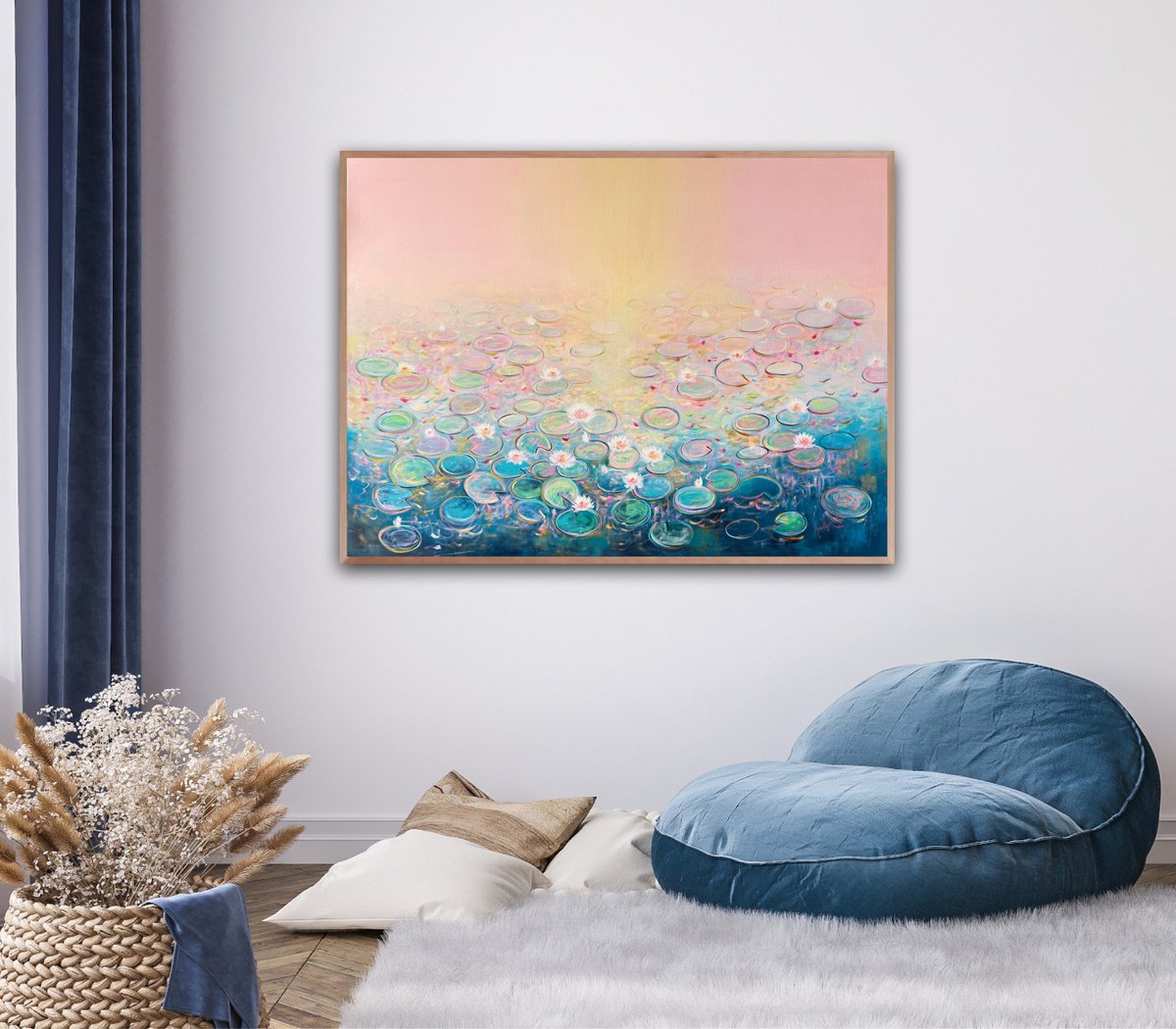 Impressionistic Landscape Acrylic Painting By Amita Dand, 48 X 36, Jewels Of The Nature, Original Artwork