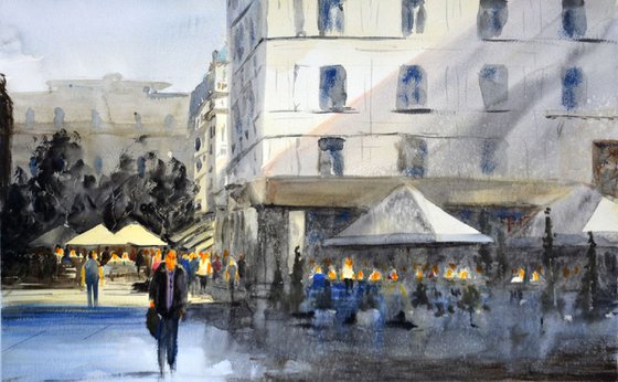 Boutique - original watercolor art painting by Nenad Kojić