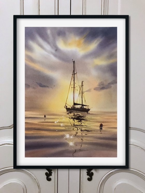Yacht at sunset #3