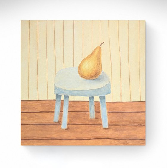 Blue chair and Pear