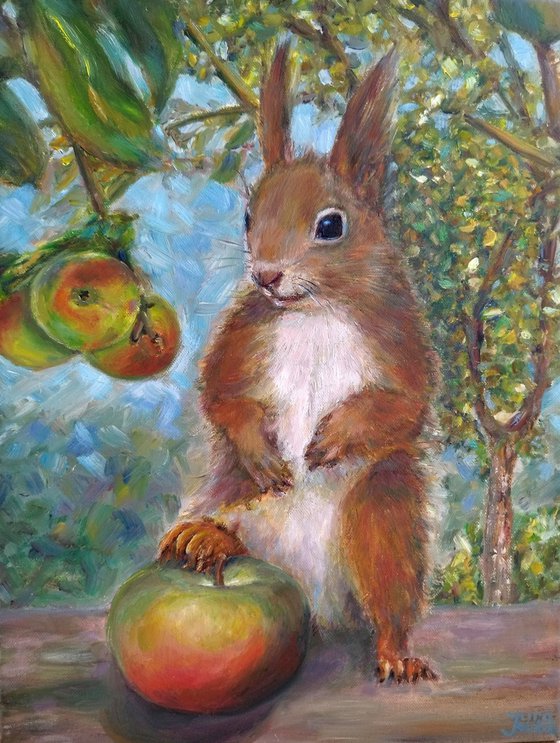 Squirrel With An Apple