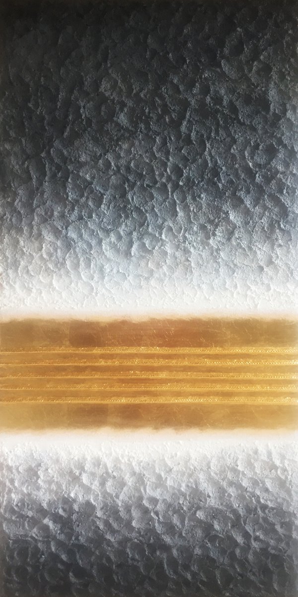 Stripes in Gold - Relief on Canvas 24�47 in (60�120 cm) by Waldemar Kaliczak