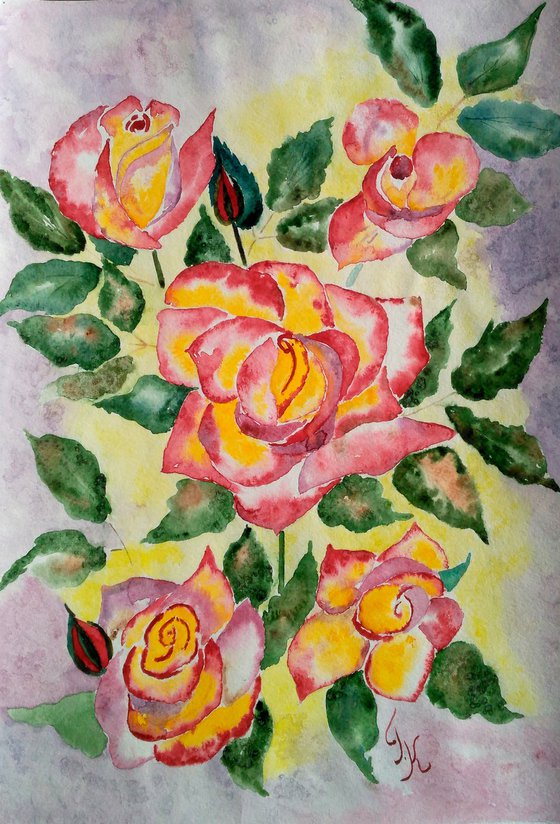 Roses Original Watercolor Painting