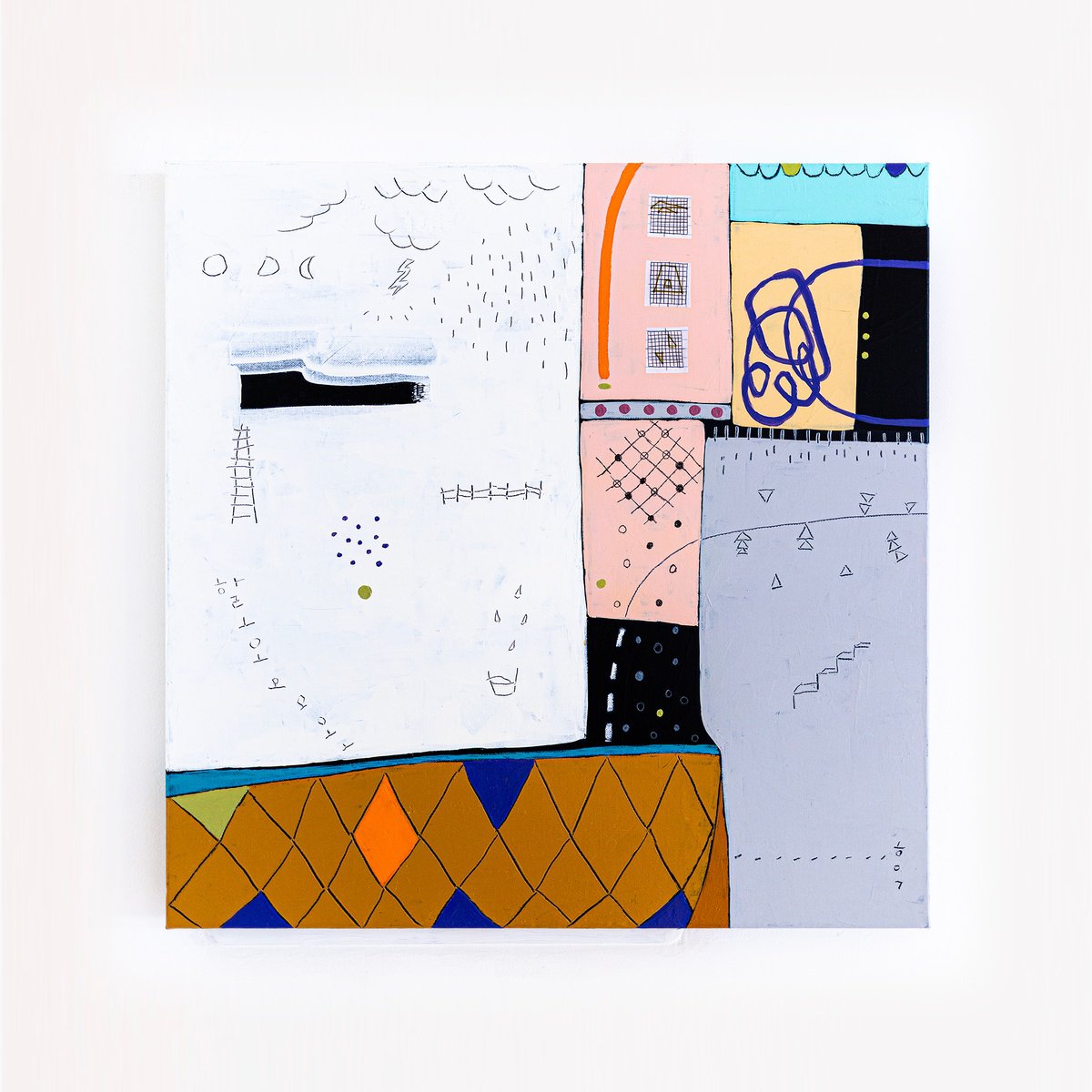 Abstract Acrylic Painting By Hyunah Kim, 24 X 24, Not A Math I, Original Artwork