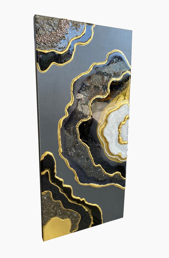 Marble Art. Gold, White, Black