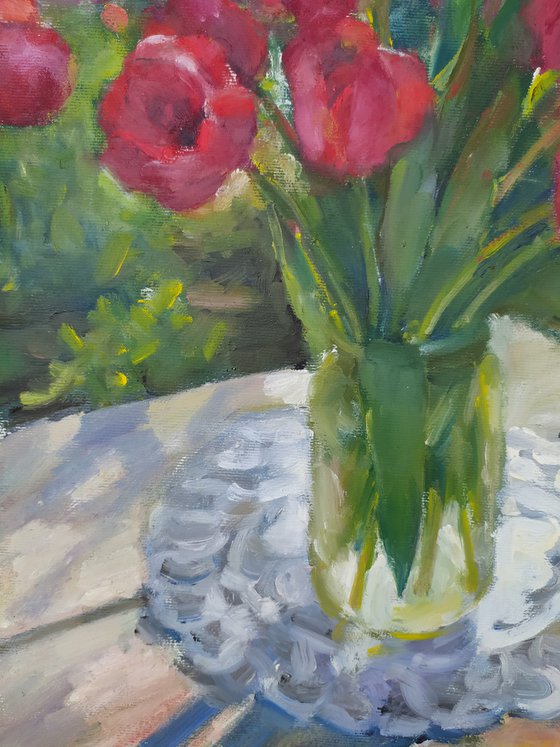 Tulips on a table