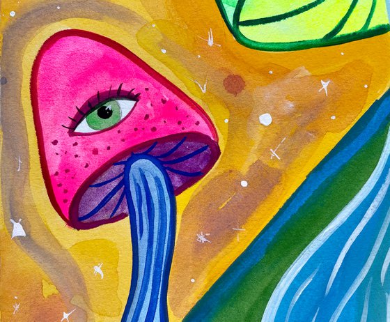 Trippy Painting, Trippy Draws, Trippy Wall Art, Original Watercolor Painting, Psychedelic Room Decor
