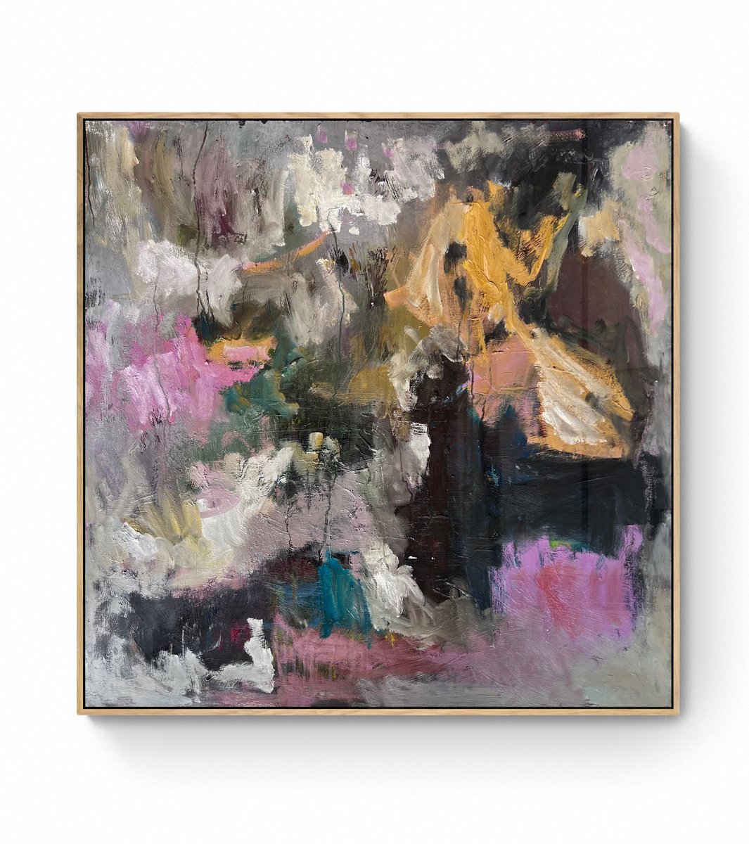 Organic Abstract Oil Painting By Egle Kurlianskaite, 35 X 35, The Silence Of The Underground Lake, Original Artwork