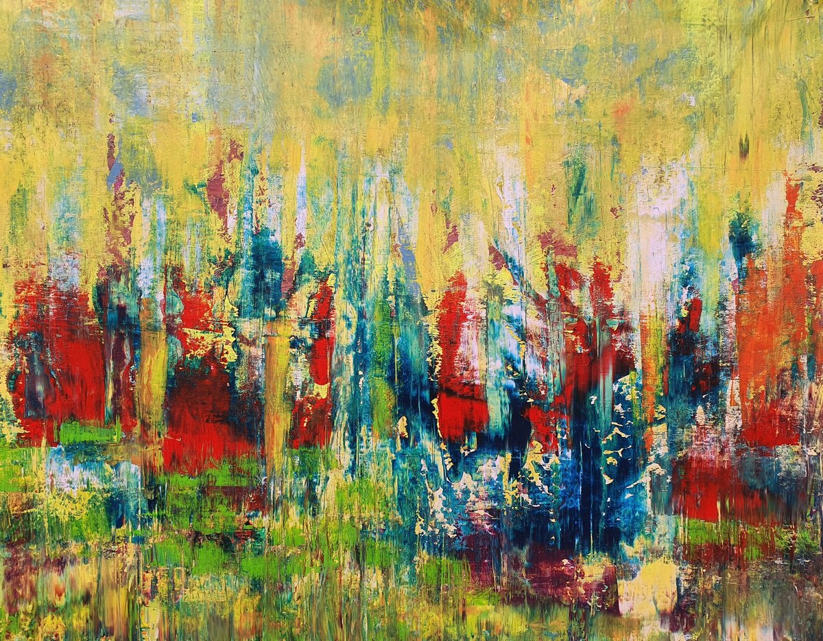 Abstract Landscape Acrylic Painting By Ivana Olbricht, 63 X 49, November Wind, Original Artwork