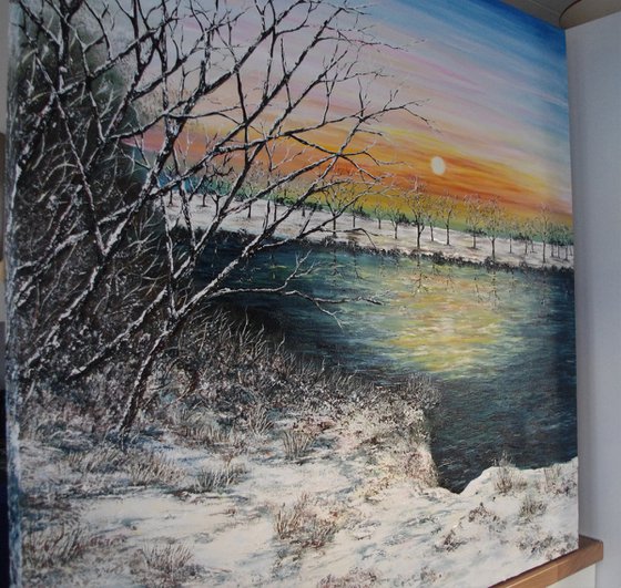 A Winter sunset. 100cm X 100cm