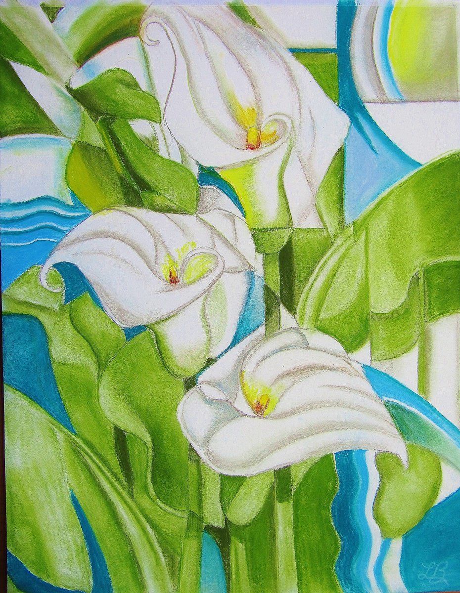 Lilies in Cubism by Linda Burnett