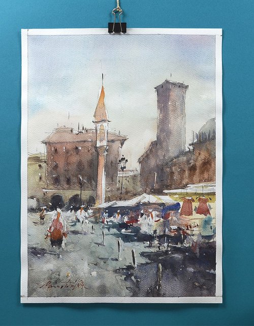 Padua, Watercolor Landscape by Marin Victor
